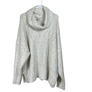 Rachel Zoe Cream Gold Metallic Cowl Neck Knit Sweater 3X NWT